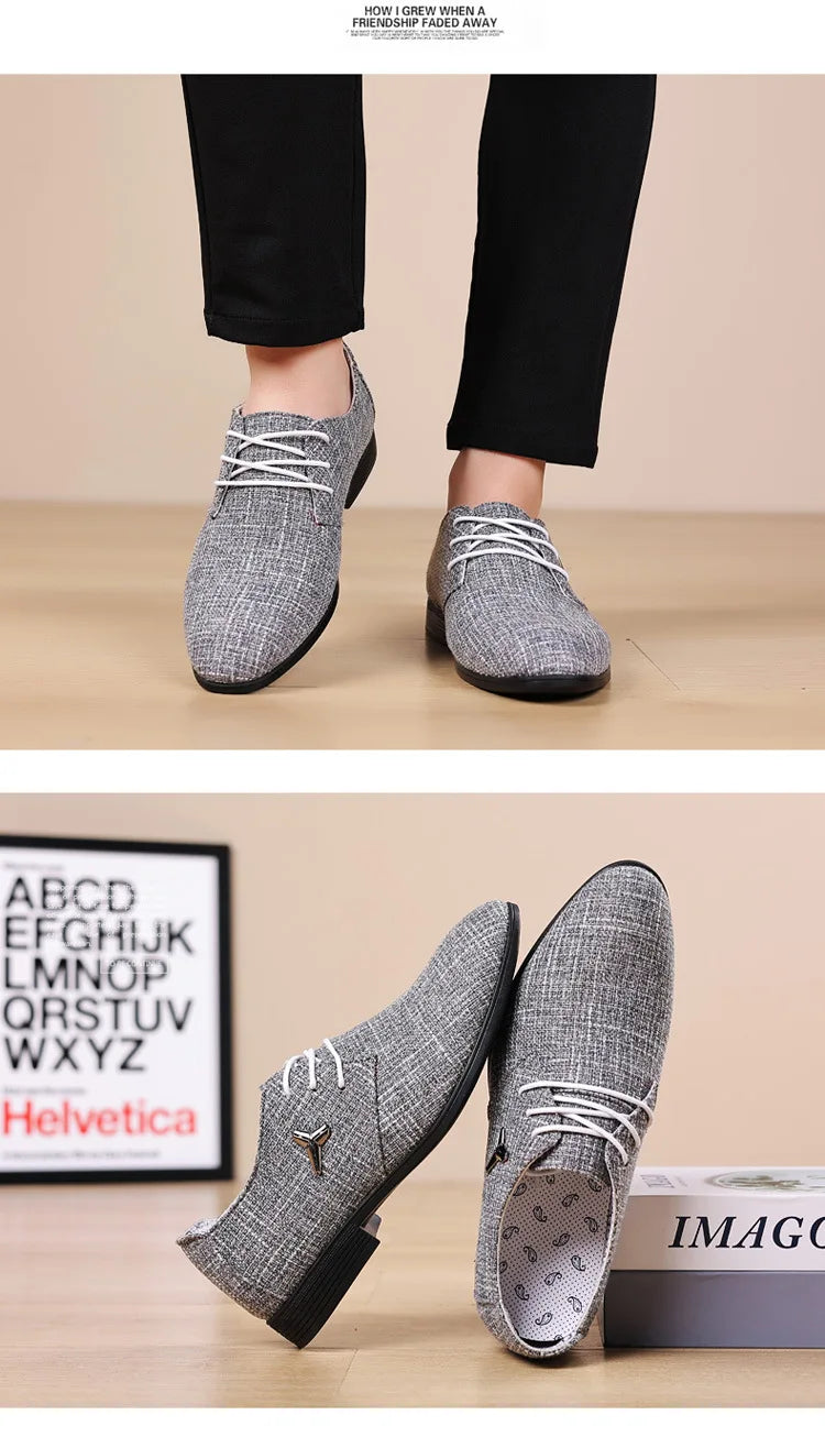 Breathable Pointed Toe Linen Oxford Shoes