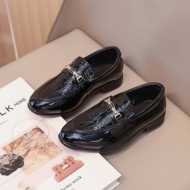 Children Classic Soft Bottom Point Toes Leather Loafers