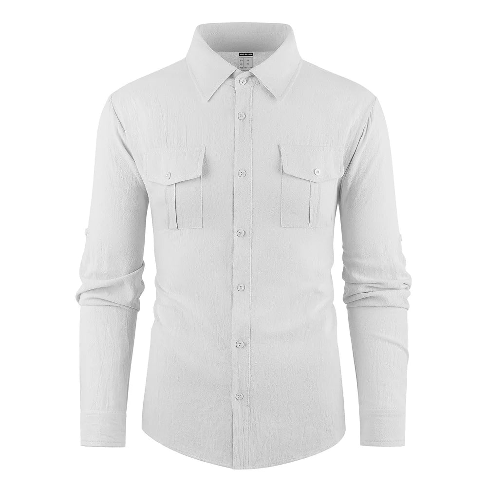 Men's Cargo Single Breasted Breathable Long Sleeve Shirt