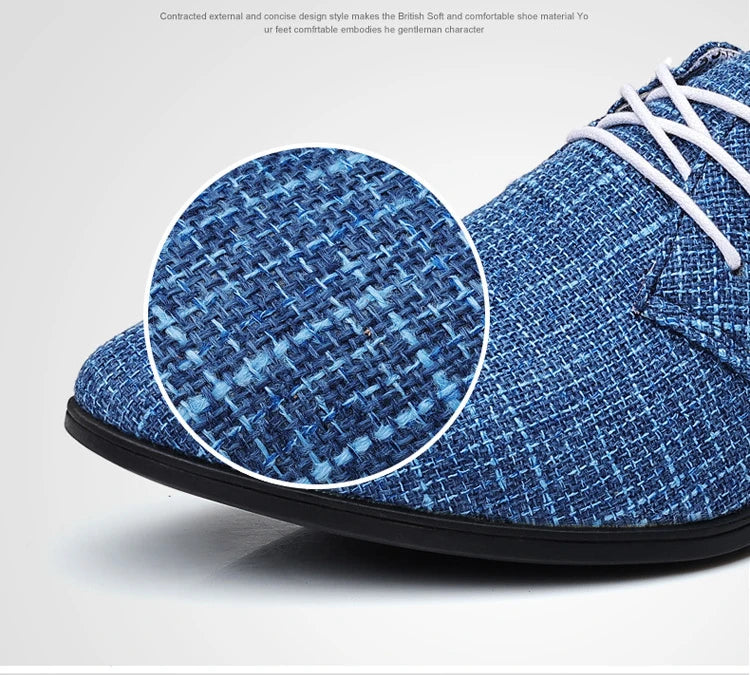 Breathable Pointed Toe Linen Oxford Shoes