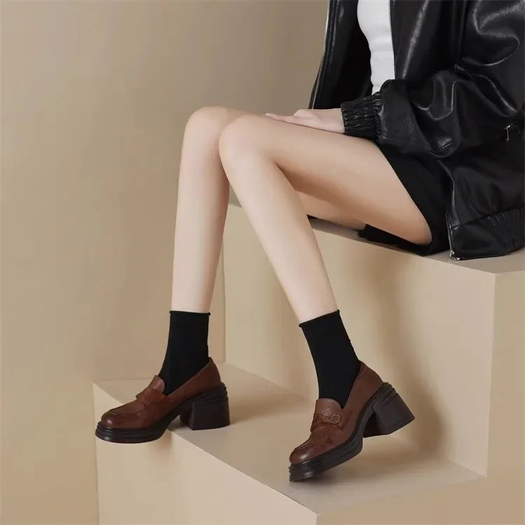 High Heel Retro Loafers