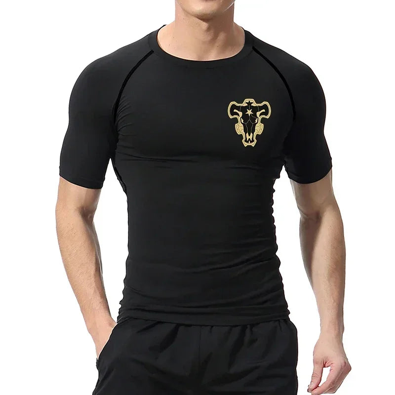 Bull Print Athletic Quick Dry Compression Shirts T-Shirts