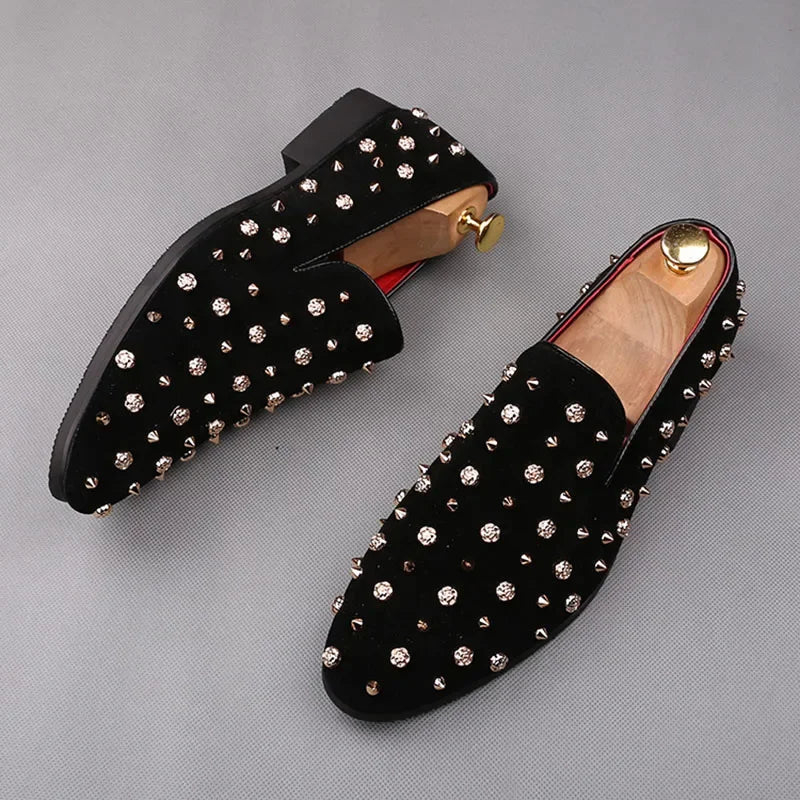 British Pointed Punk Rivet Loafers