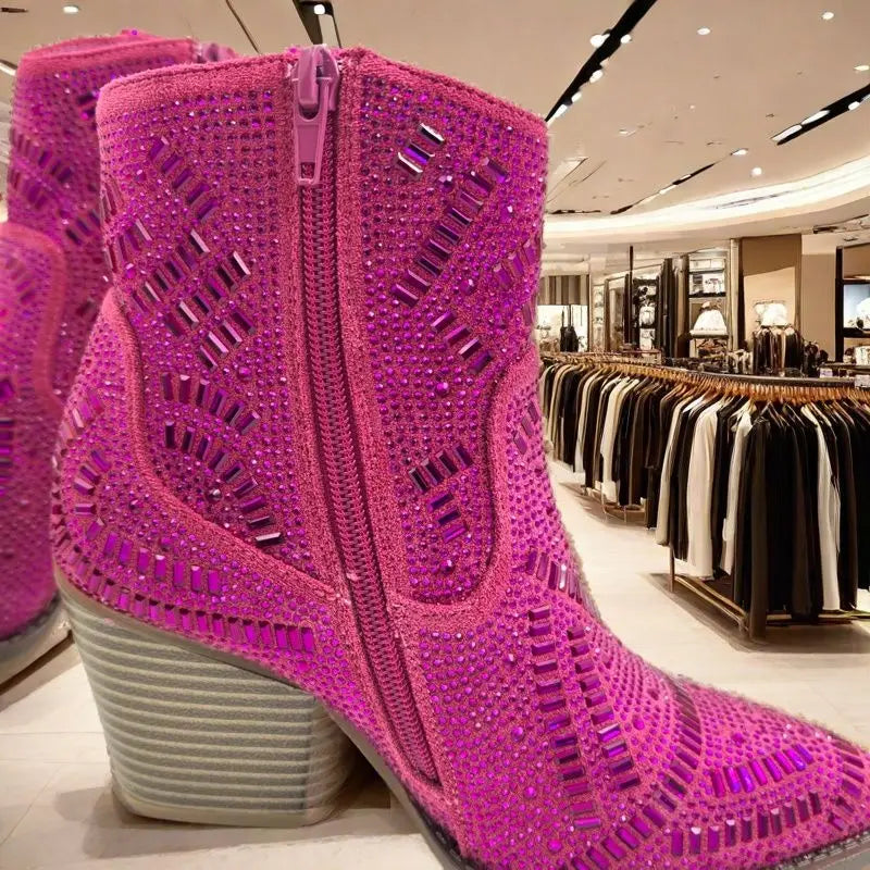 Full Diamond Style Pointed Toe Chelsea Boots