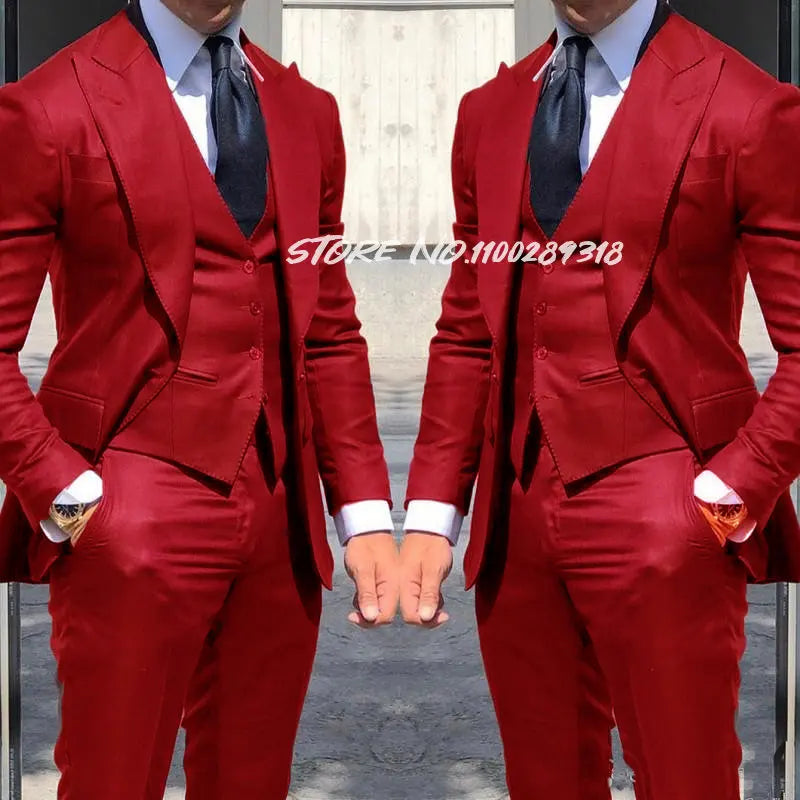 Classy 3 Pieces Tuxedos Slim Fit Costume Homme(Jacket+Vest+Pants)