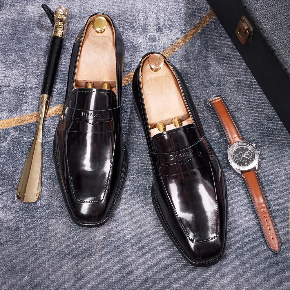 Hand-Stitched Genuine Leather Slip-On Loafers