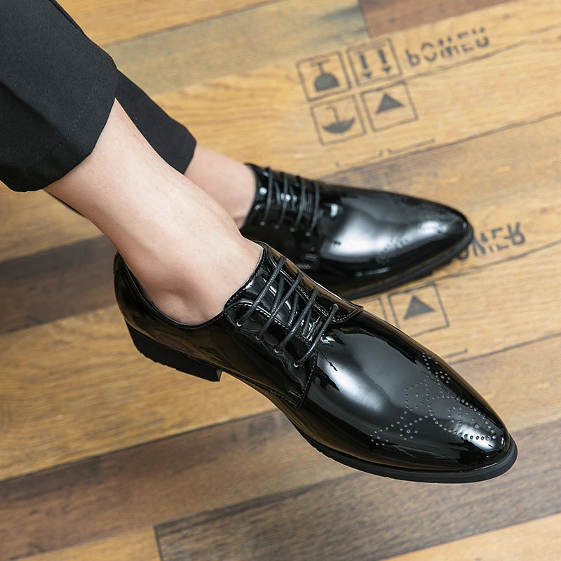 Pointed Formal  Lace-Up Leather Oxfords Shoes