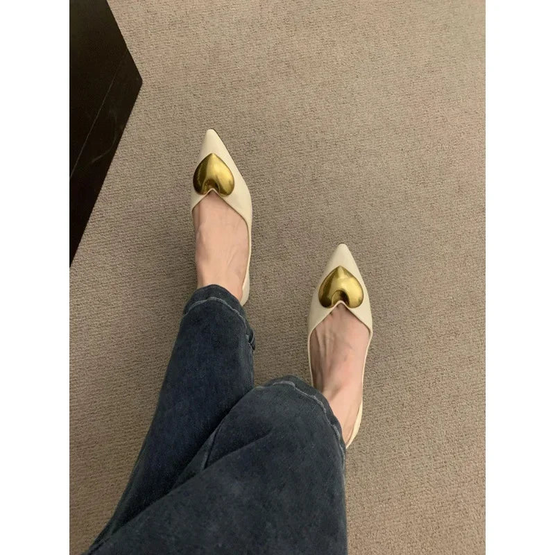 Elegant Black Flat Bottomed Single Shoes