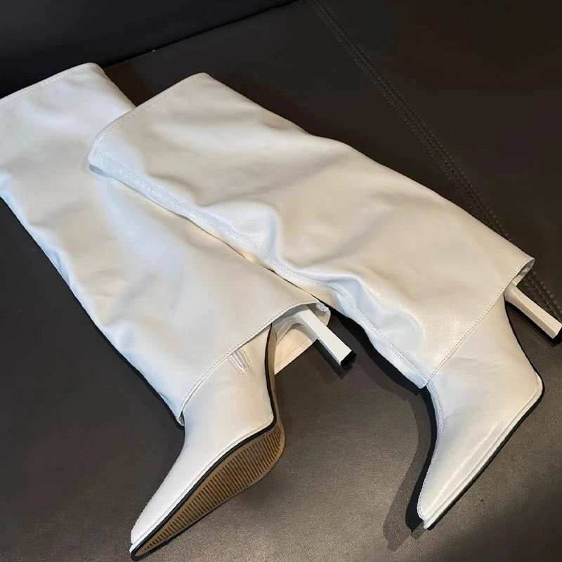 High Elegant Women Pointed Toe High Chelsea Boots