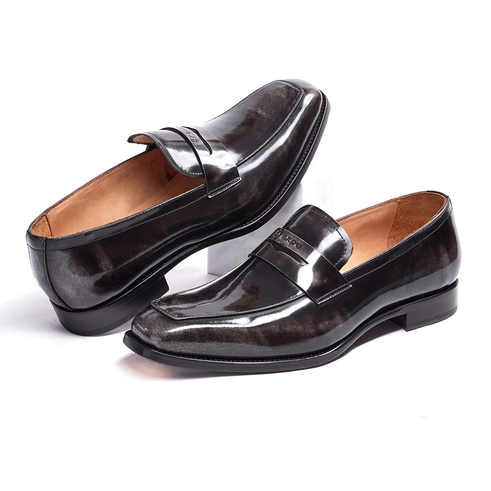 Hand-Stitched Genuine Leather Slip-On Loafers