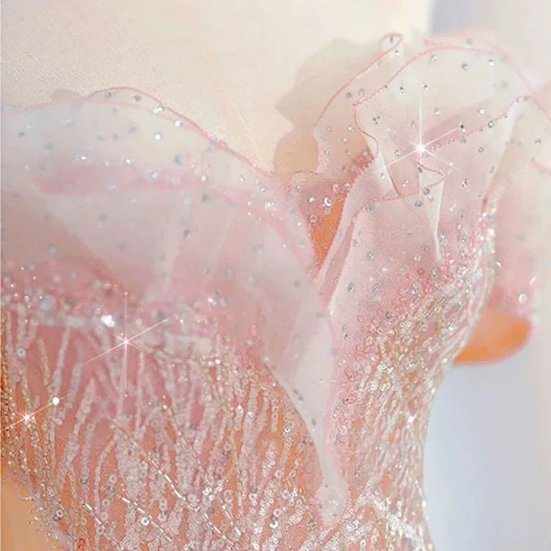 Stylish Pink Beads Elegant Formal Occasions Dress