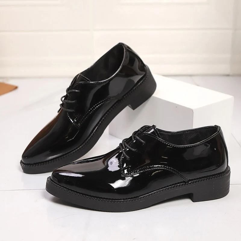 Women's Black Lace Up Classic Oxfords