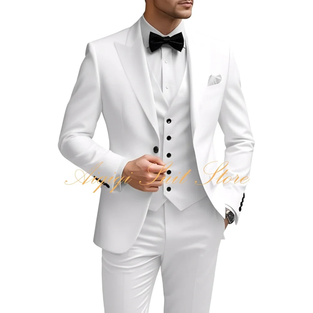Men's Suits Slim Fit 3 Piece Wedding Suit for Men Elegant Formal Prom Tuxedo Grooms Homecoming Blazer Vest Pants Men Suits