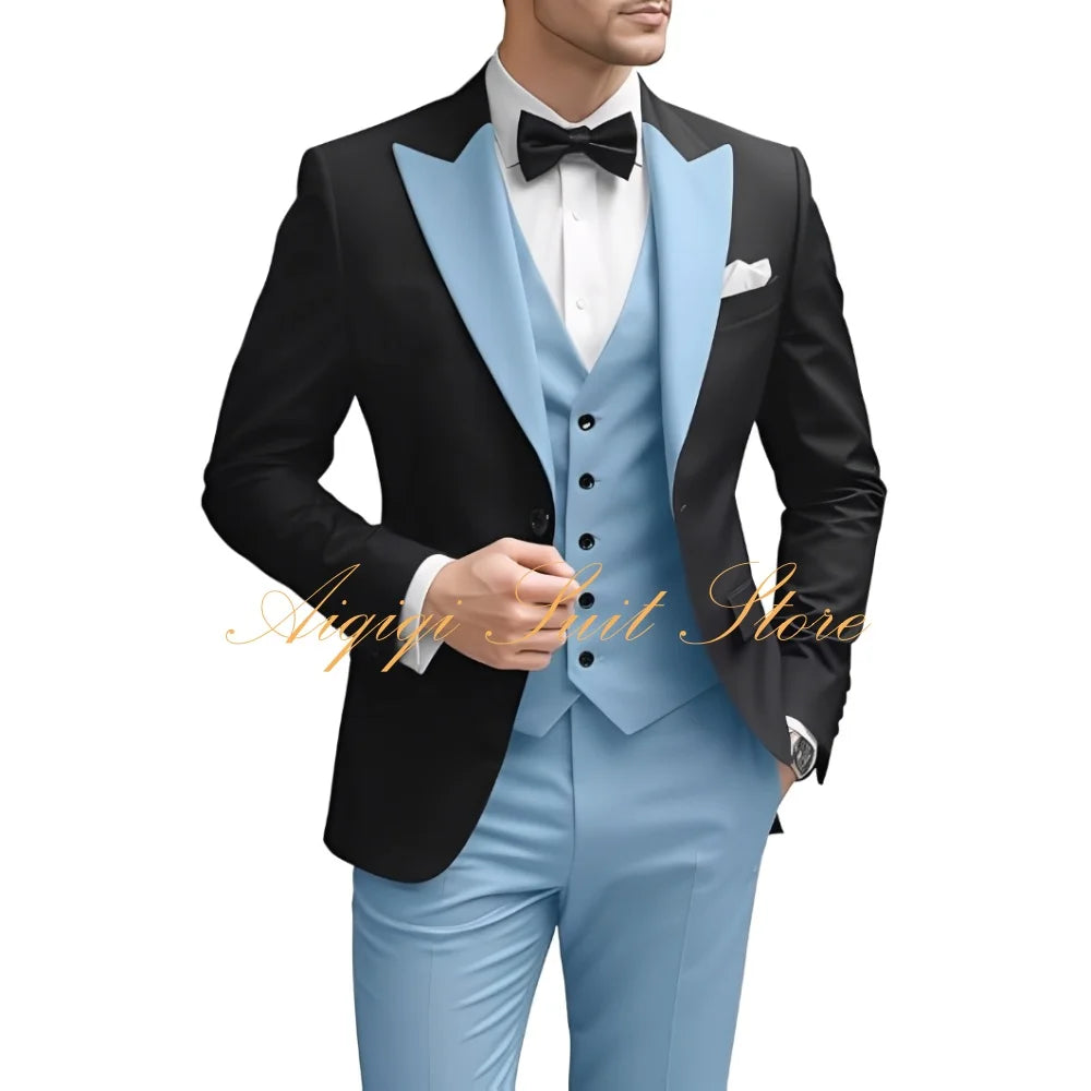 Men's Suits Slim Fit 3 Piece Wedding Suit for Men Elegant Formal Prom Tuxedo Grooms Homecoming Blazer Vest Pants Men Suits