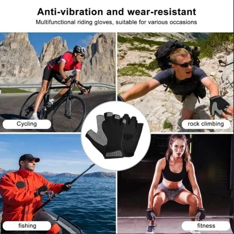 Fingerless Anti-Slip Shock-Absorbing Breathable Sports Gloves