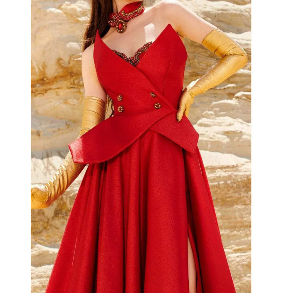Formal Sleeveless Long Red Dress