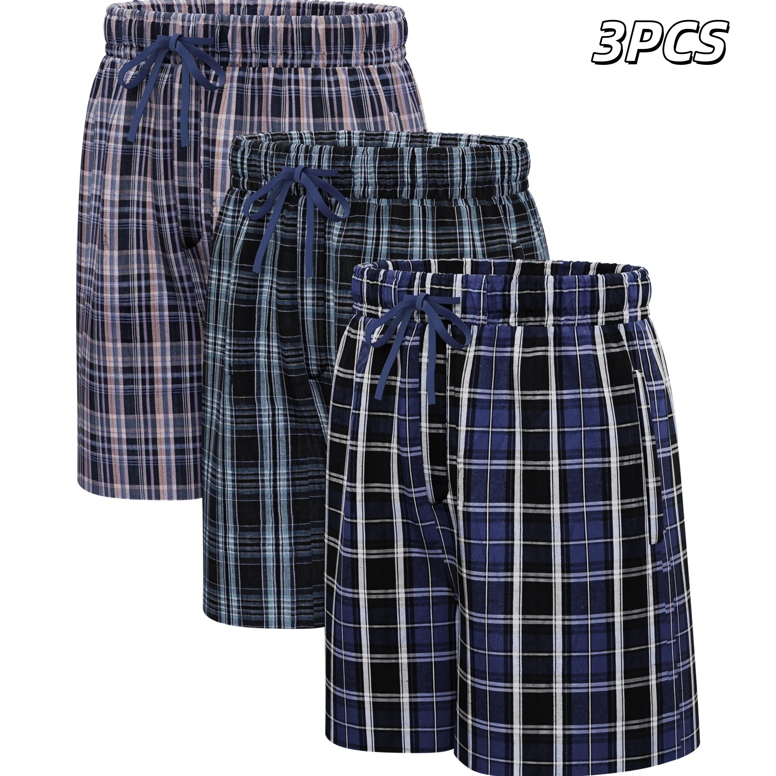 3pcs Mens Pajama Pants 100% Cotton