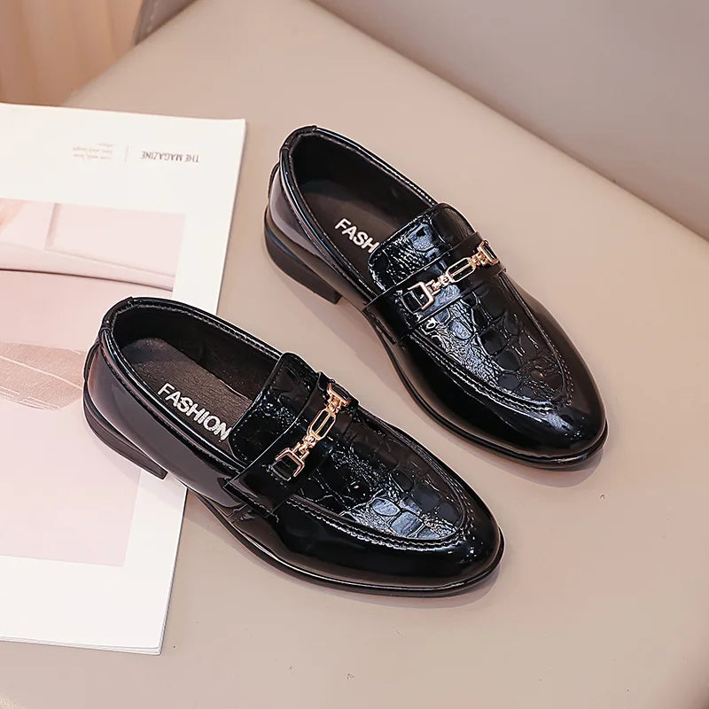 Children Classic Soft Bottom Point Toes Leather Loafers