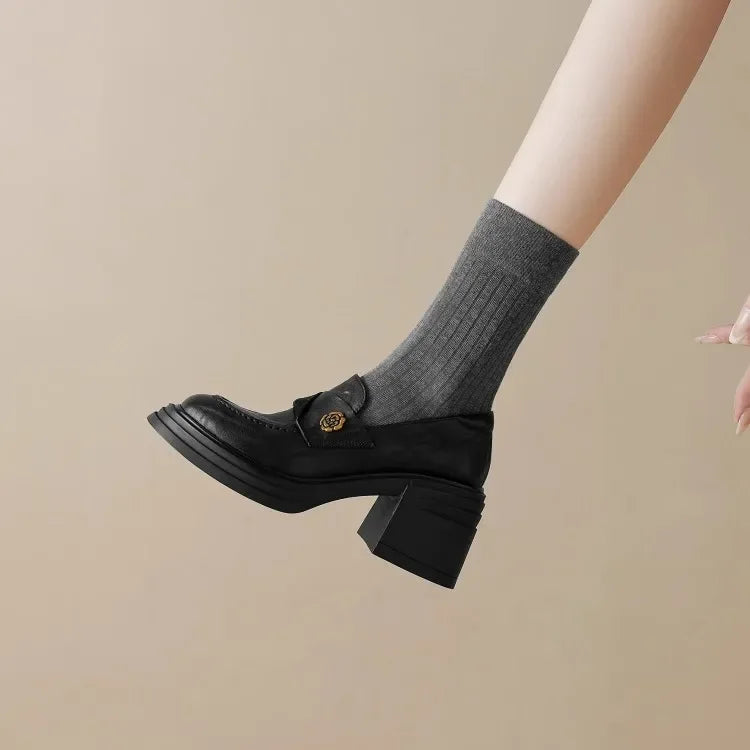 High Heel Retro Loafers