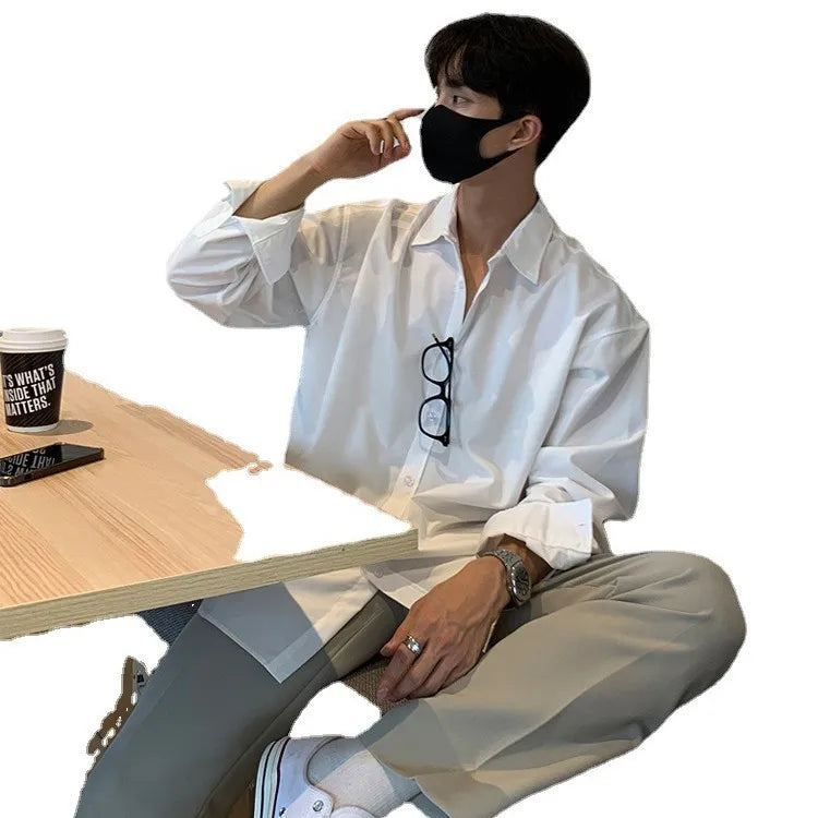 Casual Single Breasted Cardigan Turndown Collar Shirt