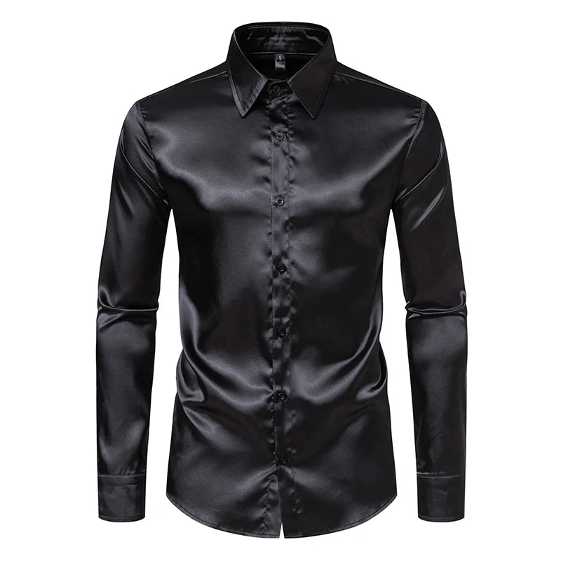 Silk Smooth Satin Tuxedo Shirt