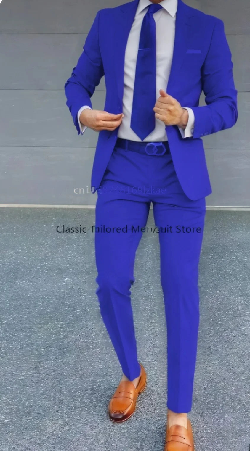 Men's Suit 2 Piece Suit   Jacket Pants Formal Wedding Tuxedo Groom Clothes Custom Color Blazer XS-5XL