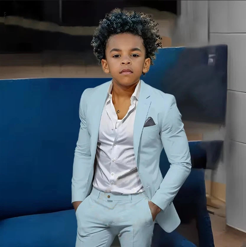 Boys Suits Suit (Jacket + Trousers) – Stylish Slim Fit Gold Single-Breasted Perfect for Weddings & Cocktail Parties