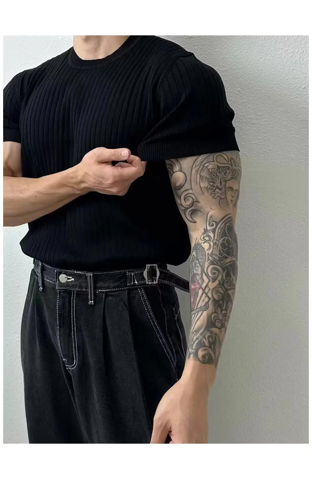 Men Quick-Drying Elastic Short Sleeve Gym T-Shirts