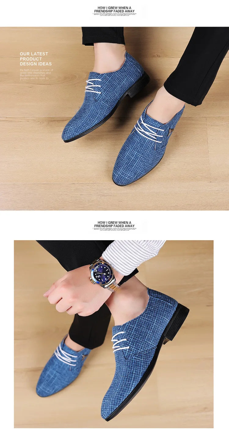 Breathable Pointed Toe Linen Oxford Shoes