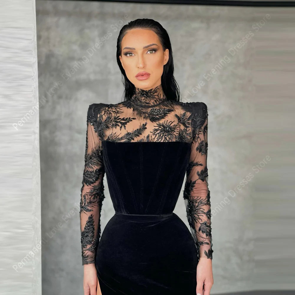 Elegant Formal Modern Long Sleeves Evening Dress Customized