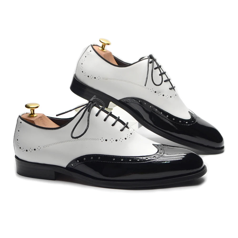 Leather Wingtip Lace-up Oxfords