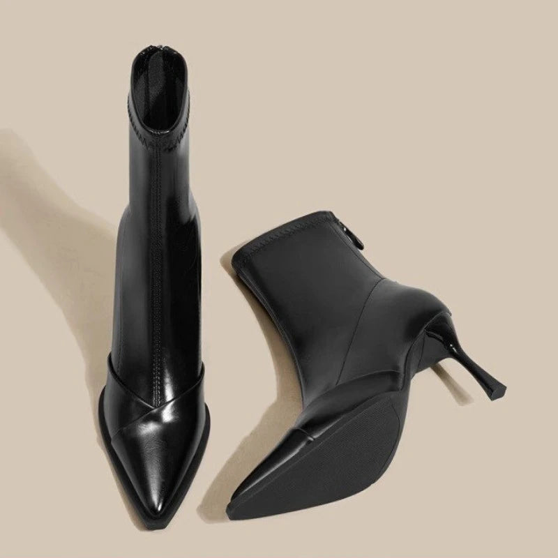 High Heel Elegant Pointed Toe Slim Ankle Boots