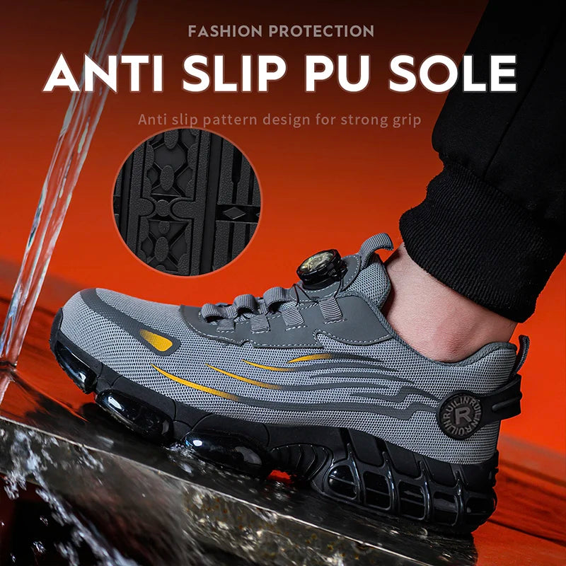 Indestructible Steel Toe Slip Resistant Abrasion Resistant Work Shoes Men Tough and Comfortable