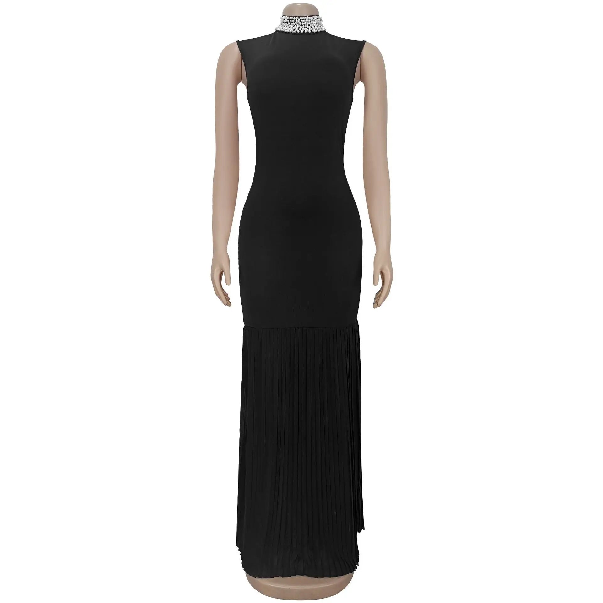 Elegant Party Patchwork Pleated Evening Dress