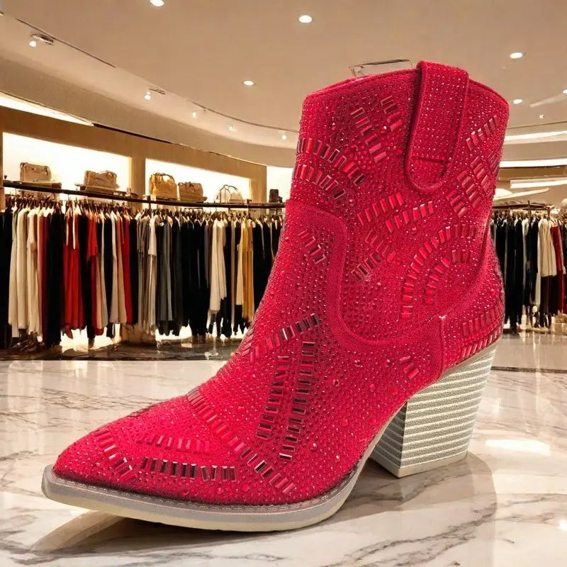 Full Diamond Style Pointed Toe Chelsea Boots