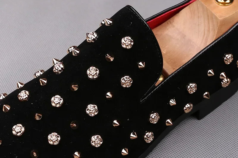 British Pointed Punk Rivet Loafers