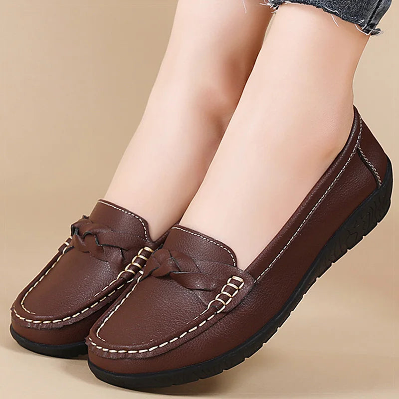 Women Soft Leather Casual Slip On Loafer