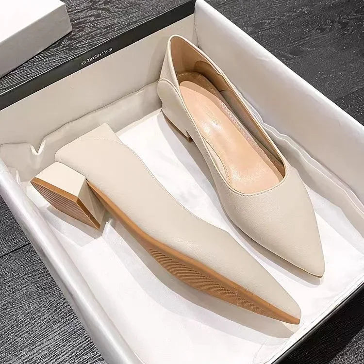 Low Heel Elegant Pointed Toe With Bow Slip-On