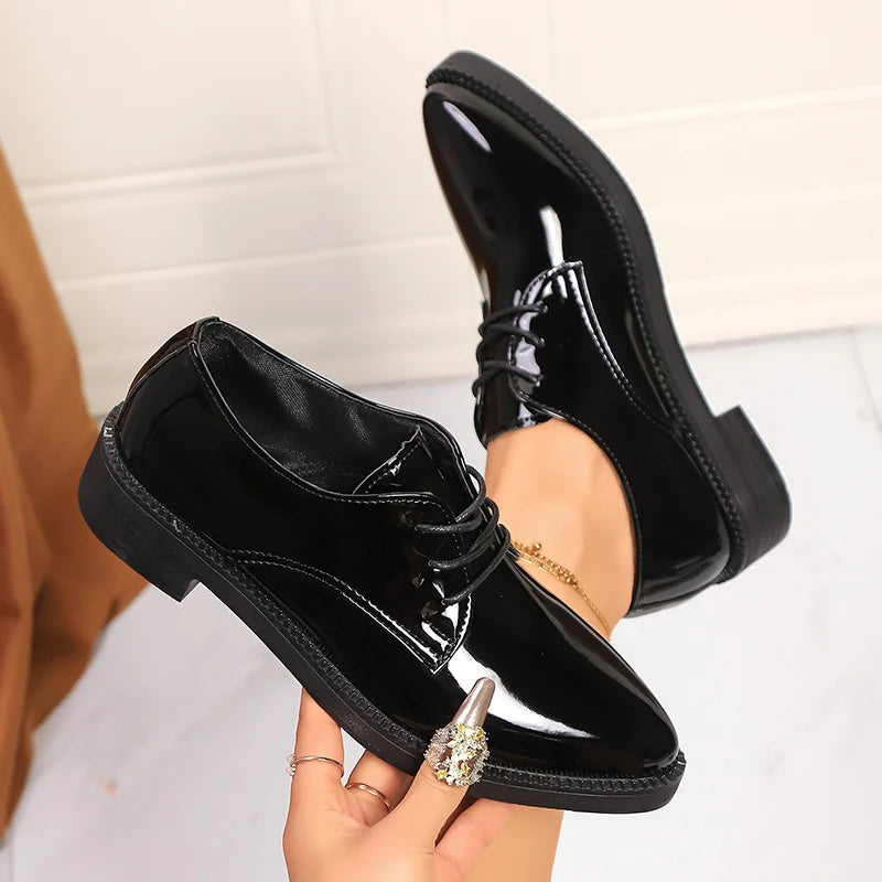 Women's Black Lace Up Classic Oxfords