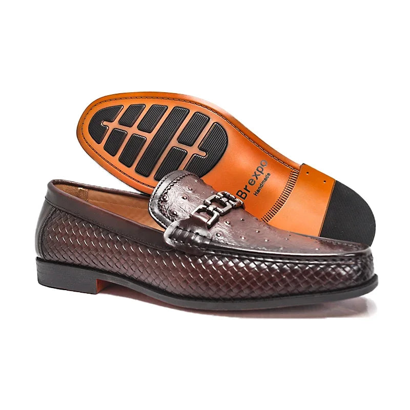 Pointed Toe Handmade Military Style Banquet Shoes with Metal Buckles