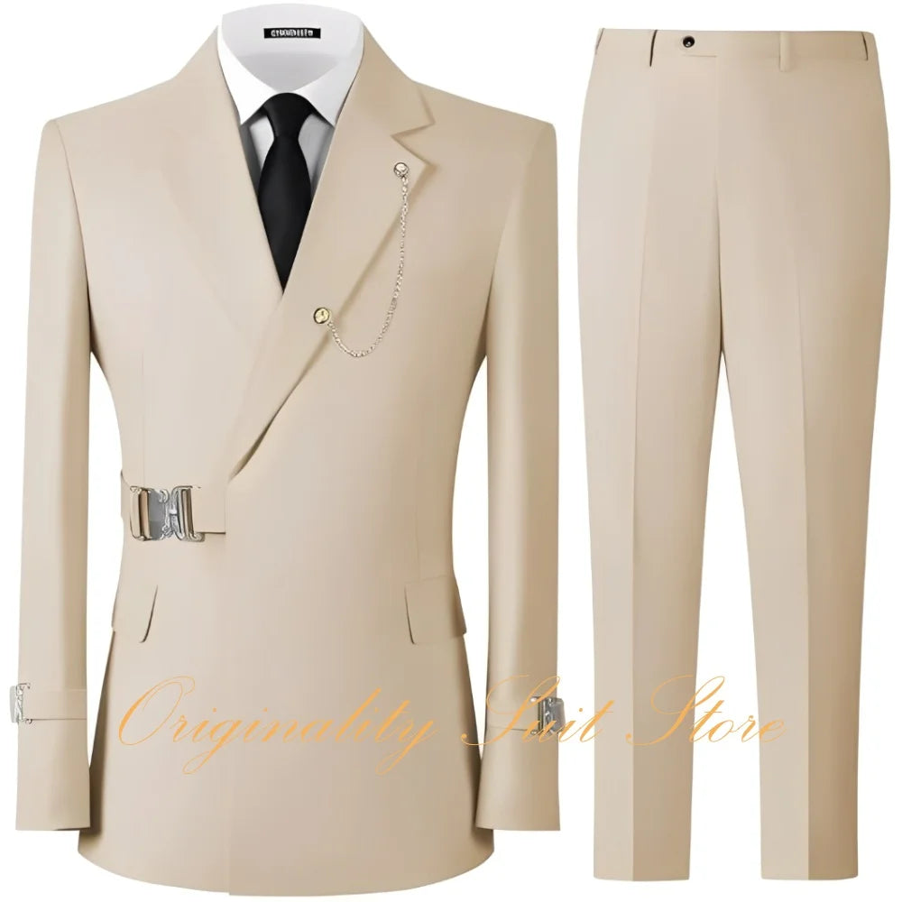 Formal Men's Suits 2 Piece Slim Fit Blazer Pants Suits for Men Wedding Tuxedo Casual Business Men Suit Set