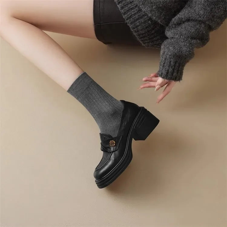High Heel Retro Loafers
