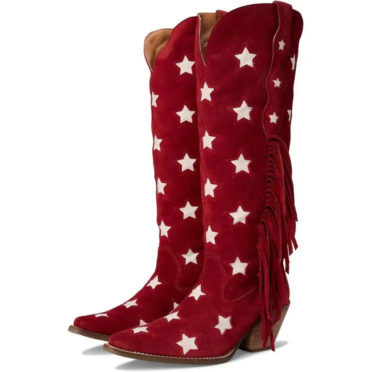 Five-Pointed Star Tassel Red Western Long Boots