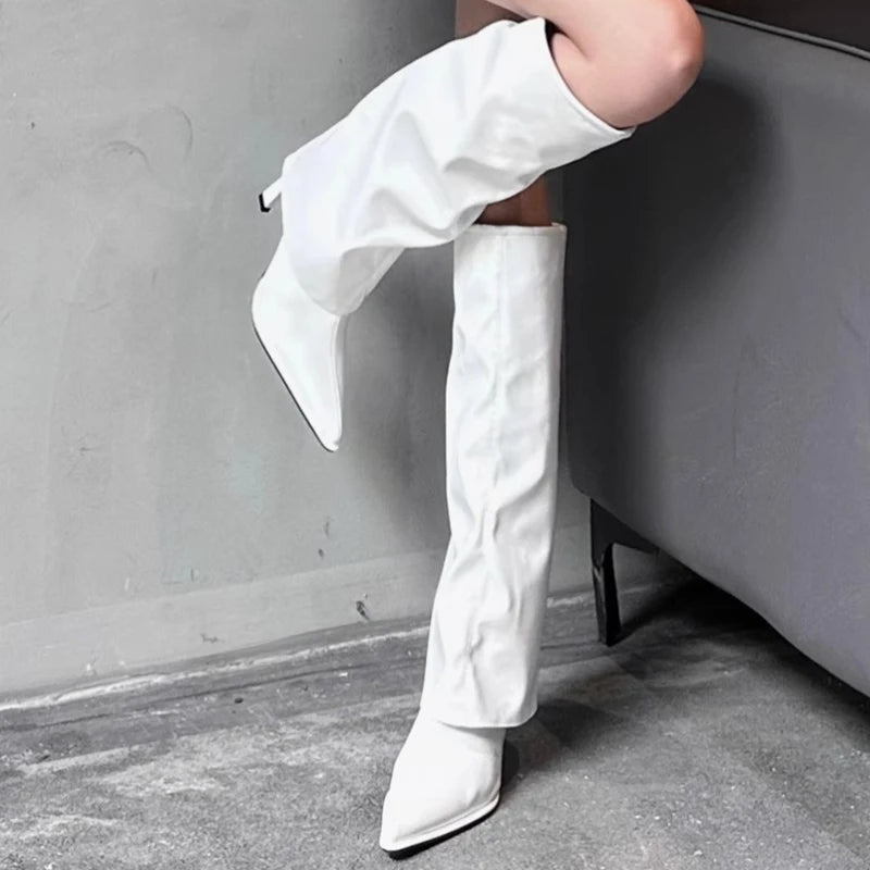 High Elegant Women Pointed Toe High Chelsea Boots