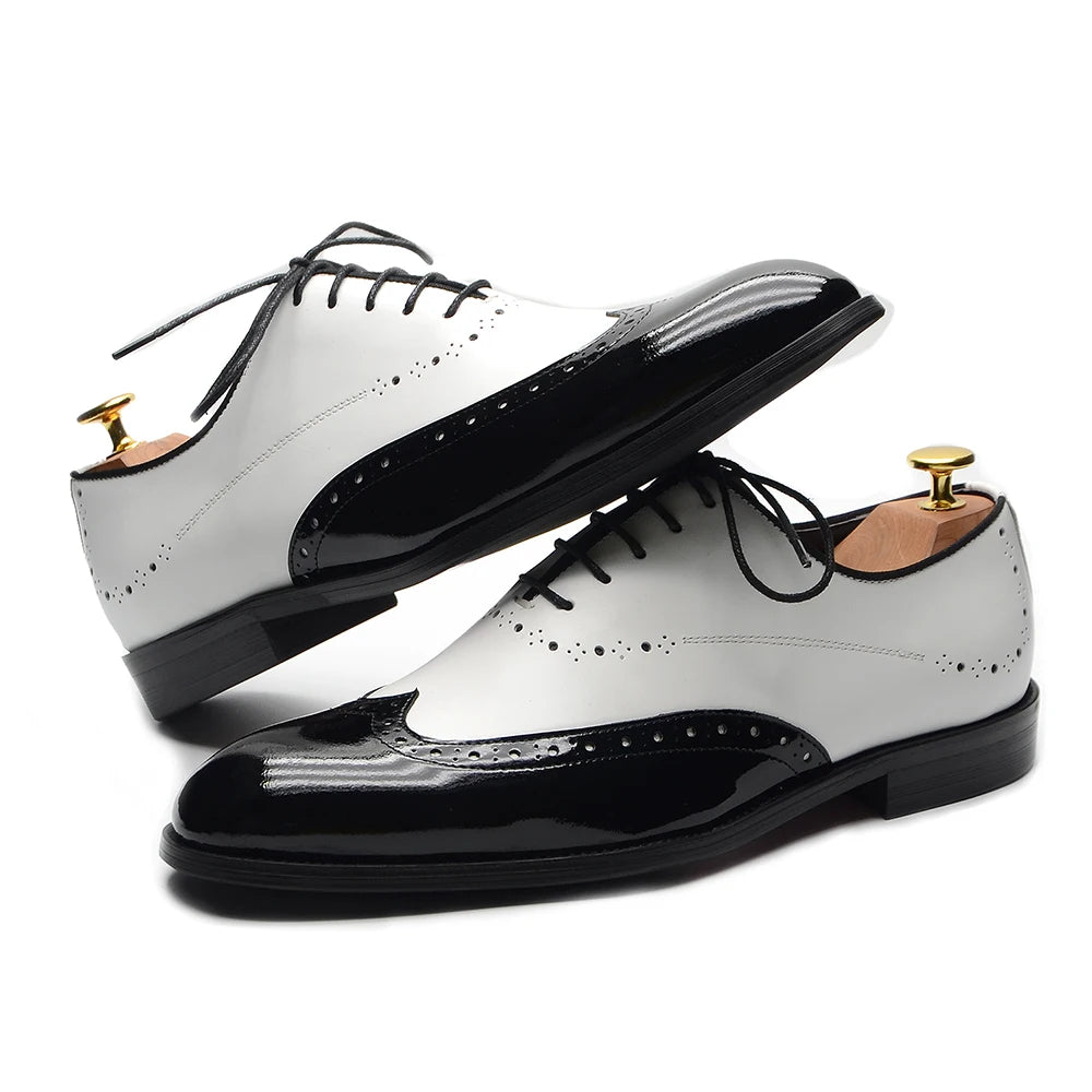 Leather Wingtip Lace-up Oxfords