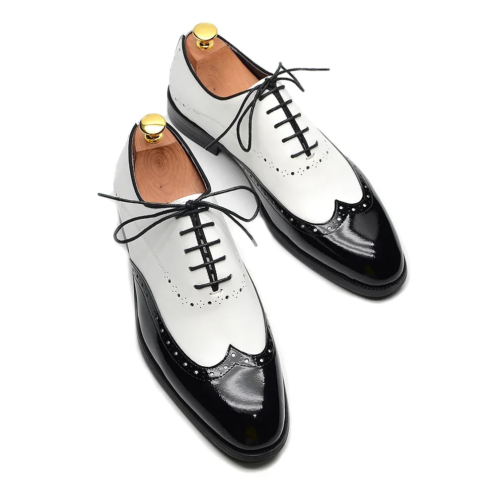 Leather Wingtip Lace-up Oxfords