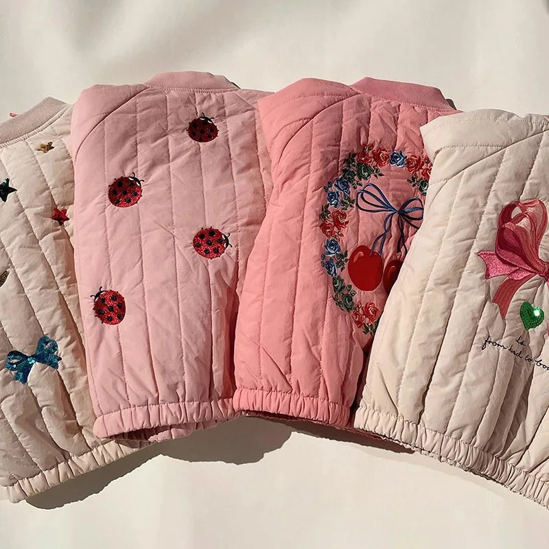 Children's coats embroidered sequined thickened wool jacket