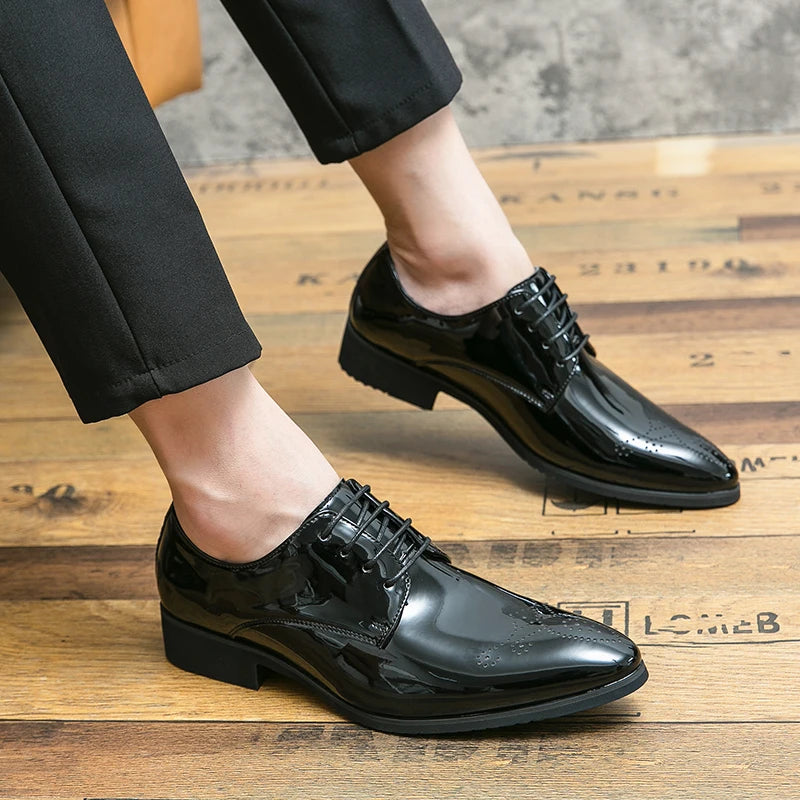 Pointed Formal  Lace-Up Leather Oxfords Shoes