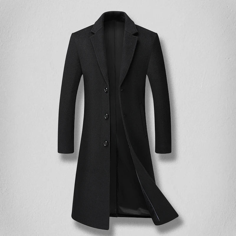 High-end fashionable stylish solid color versatile long woolen coat