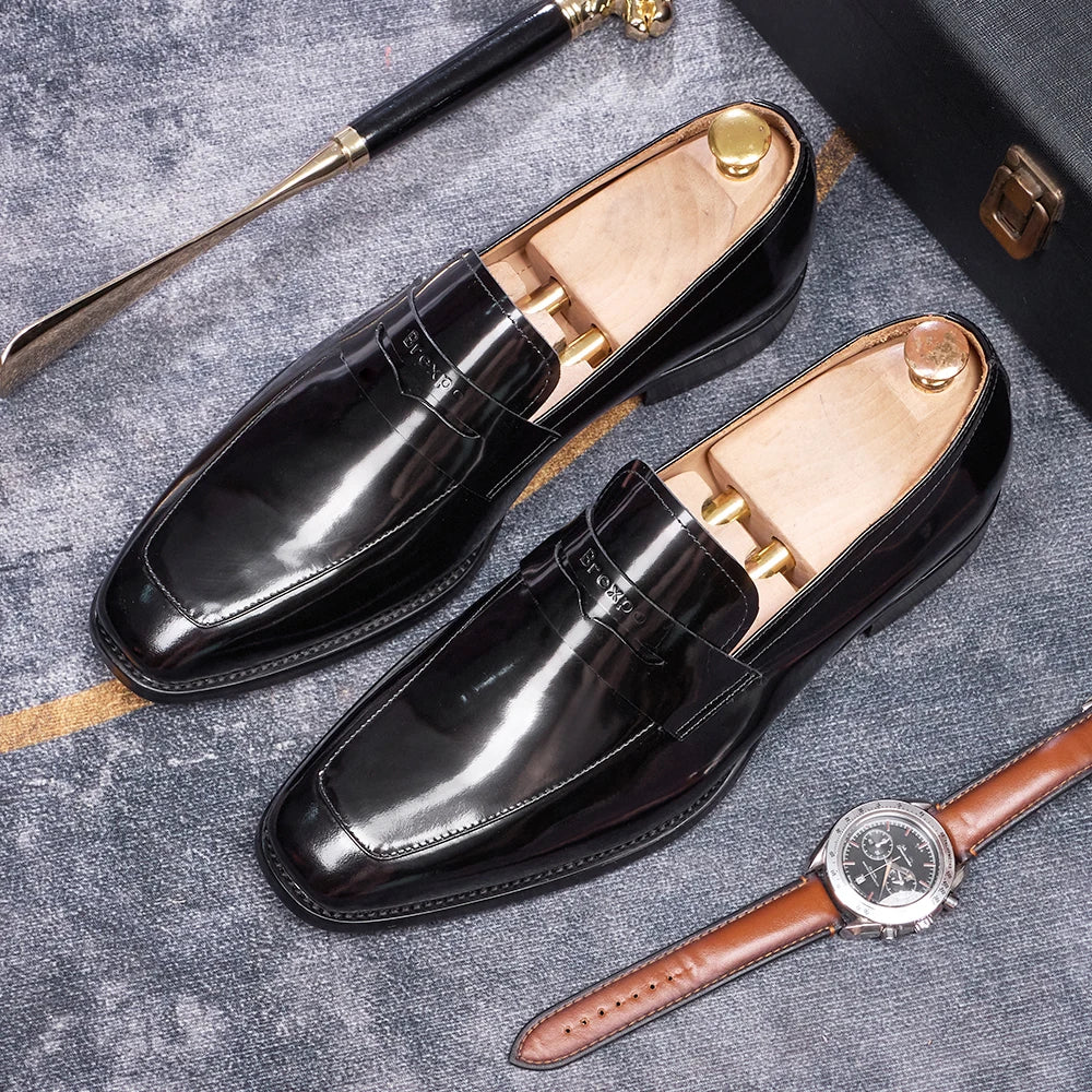 Hand-Stitched Genuine Leather Slip-On Loafers